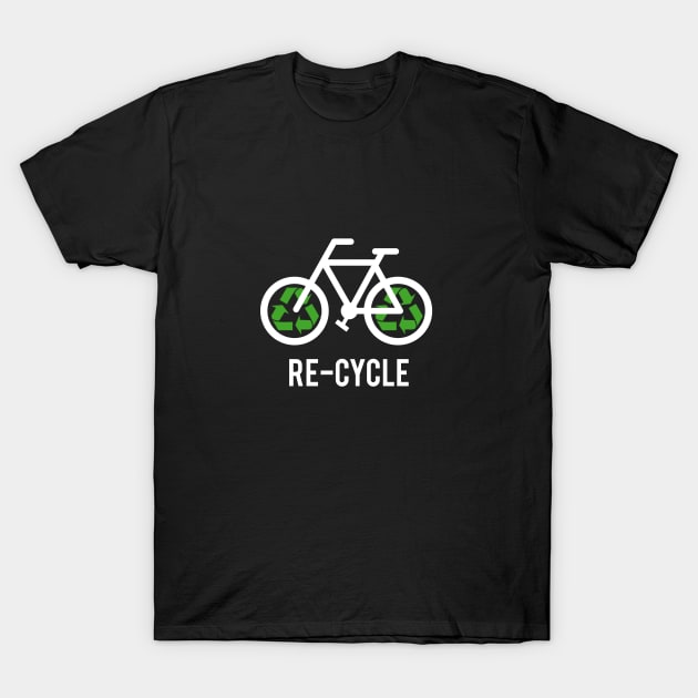 Recycle, bicycle with recycling symbol, black t-shirt, black shirt for cyclists T-Shirt by beakraus